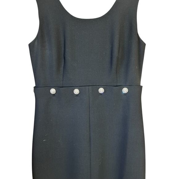 Tory Burch Women’s Black Fremont Midi Rhinestone Buttons Cocktail Dress Size 14 - Picture 6 of 16